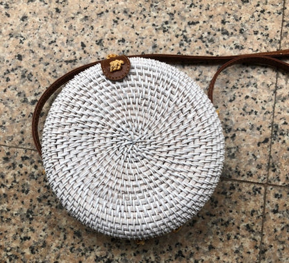 Rattan bag ins diagonal mini bag Sen basket basket tweezers retro literary hand-woven leather buckle bag