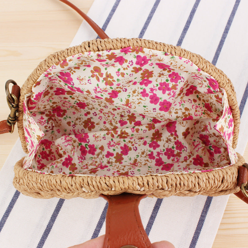 Semicircle Straw Messenger Bag - Rattan Shoulder Bag