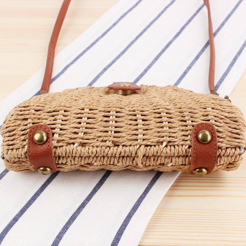 Semicircle Straw Messenger Bag - Rattan Shoulder Bag