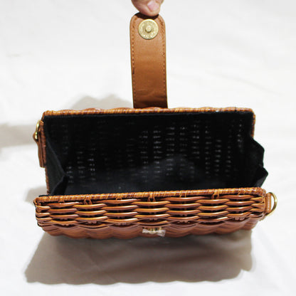 Hand-Held Shoulder Strap Woven Vegetable Basket Rattan-LikeRattan Bag FashionWoven Bag