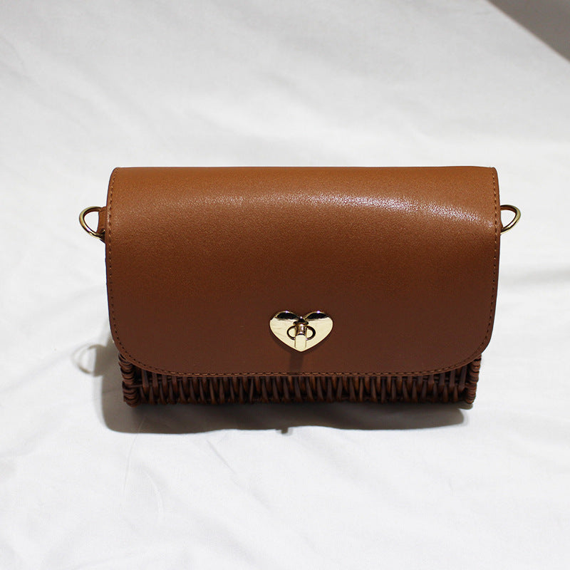 Handwoven Rattan Market Basket - Fashion Shoulder Bag