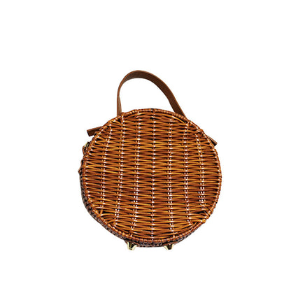 Hand-Held Shoulder Strap Woven Vegetable Basket Rattan-LikeRattan Bag FashionWoven Bag