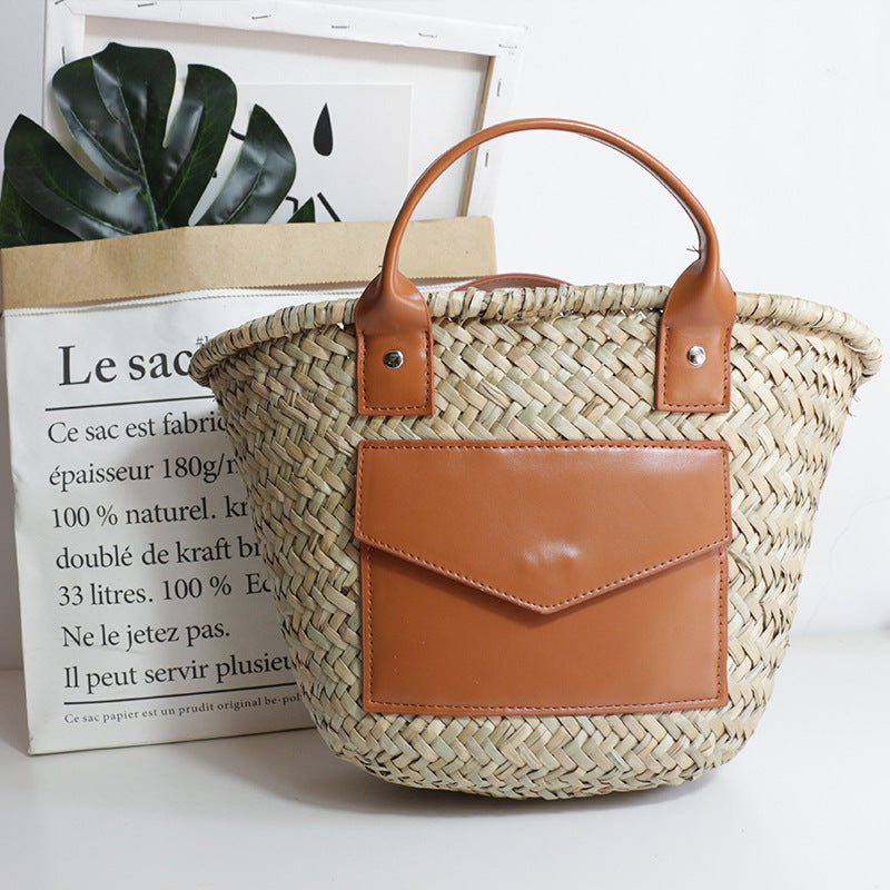 Diagonal Straw Handbag - Handwoven Grass Crossbody