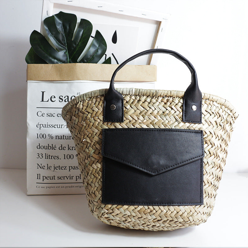Diagonal Straw Handbag - Handwoven Grass Crossbody