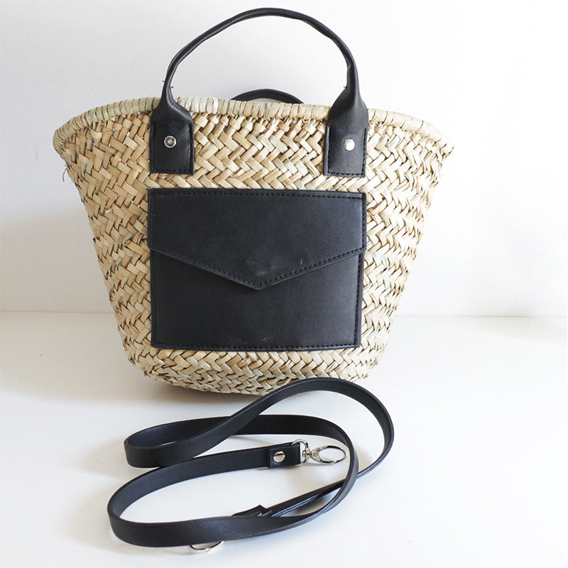 Diagonal Straw Handbag - Handwoven Grass Crossbody