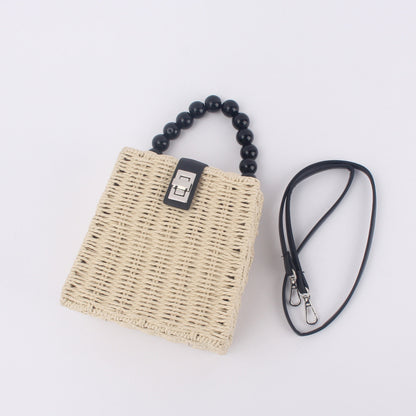 One-shoulder Hand Bag Woven Bag Beach Bag Mori Series Straw Woven Bag Female Bag Trapezoidal Rattan Bag