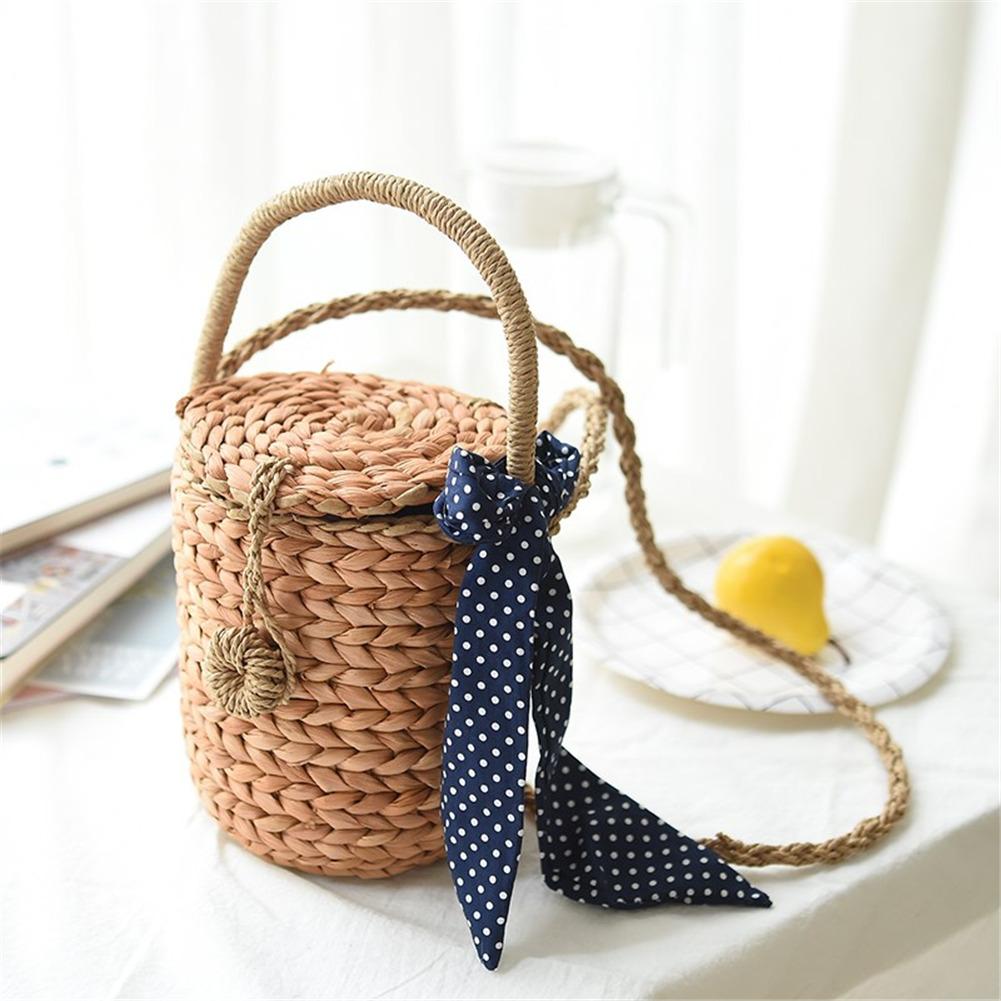 Mori Bowknot Beach Woven Hand-held Messenger Ladies Straw Bag