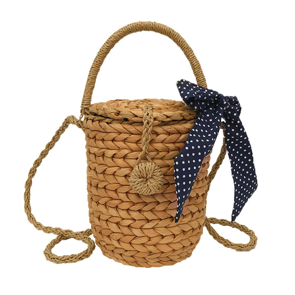Mori Bowknot Beach Bag - Handwoven Straw Messenger