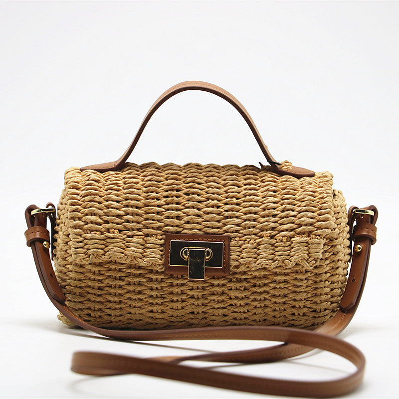 Straw Paper Rope Messenger Bag - Handwoven Crossbody