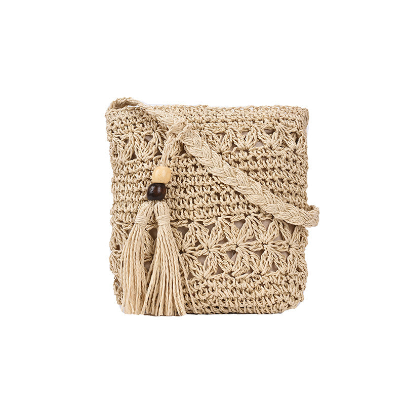 Handmade Straw Crossbody Bag - Small Square Beach Bag