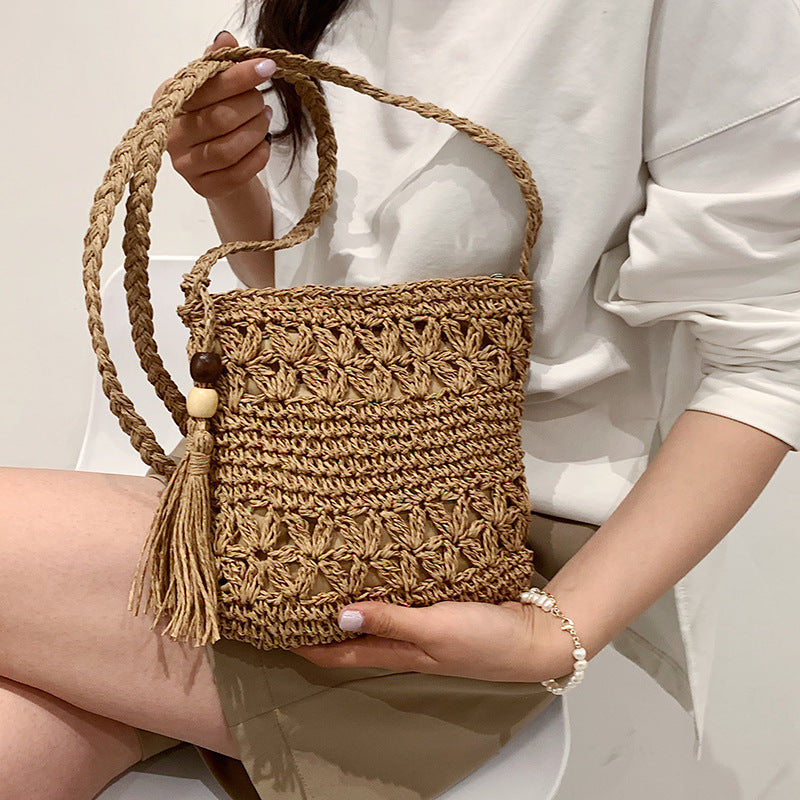 Handmade Straw Crossbody Bag - Small Square Beach Bag