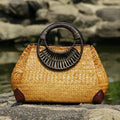 Hollow Weave Bamboo Handbag - Small Round Bag