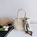 Handwoven Paper Rope Tote - Natural Drawstring Bag