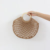 Woven Round Wooden Handle Casual Women's Handbag