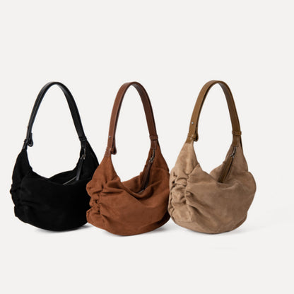 Women's Suede Shoulder Crossbody Dumpling Bag