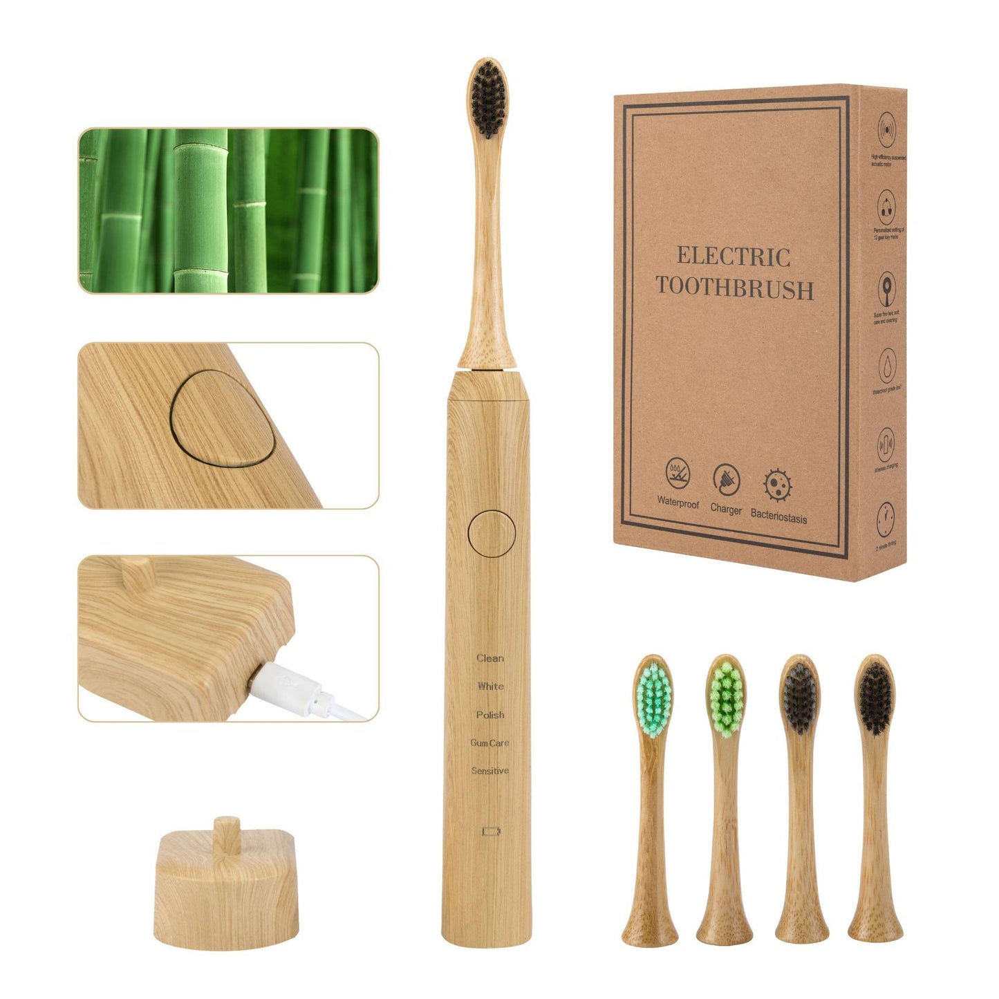 Bamboo Magnetic Levitation Environmentally Friendly Soft Bristled Electric Toothbrush
