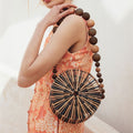 Hollow Weave Bamboo Handbag - Small Round Bag