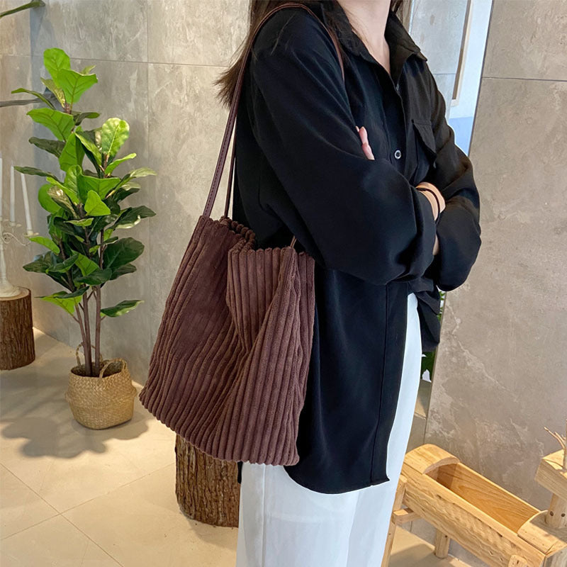Casual Tote Bag Corduroy Bucket
