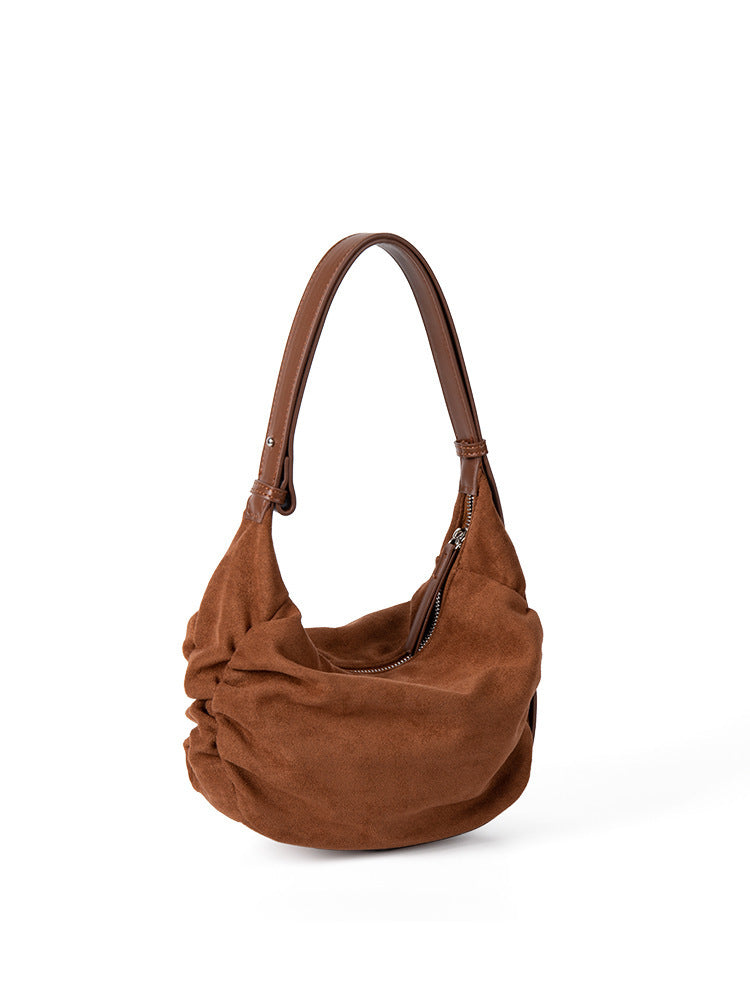 Women's Suede Shoulder Crossbody Dumpling Bag