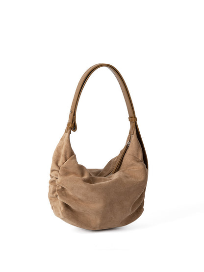 Women's Suede Shoulder Crossbody Dumpling Bag