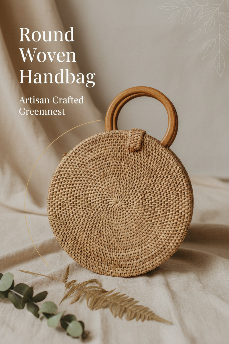 Round Woven Handbag Pin